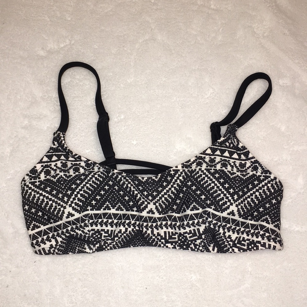 Black and White Tank Bikini Top (Size Medium)